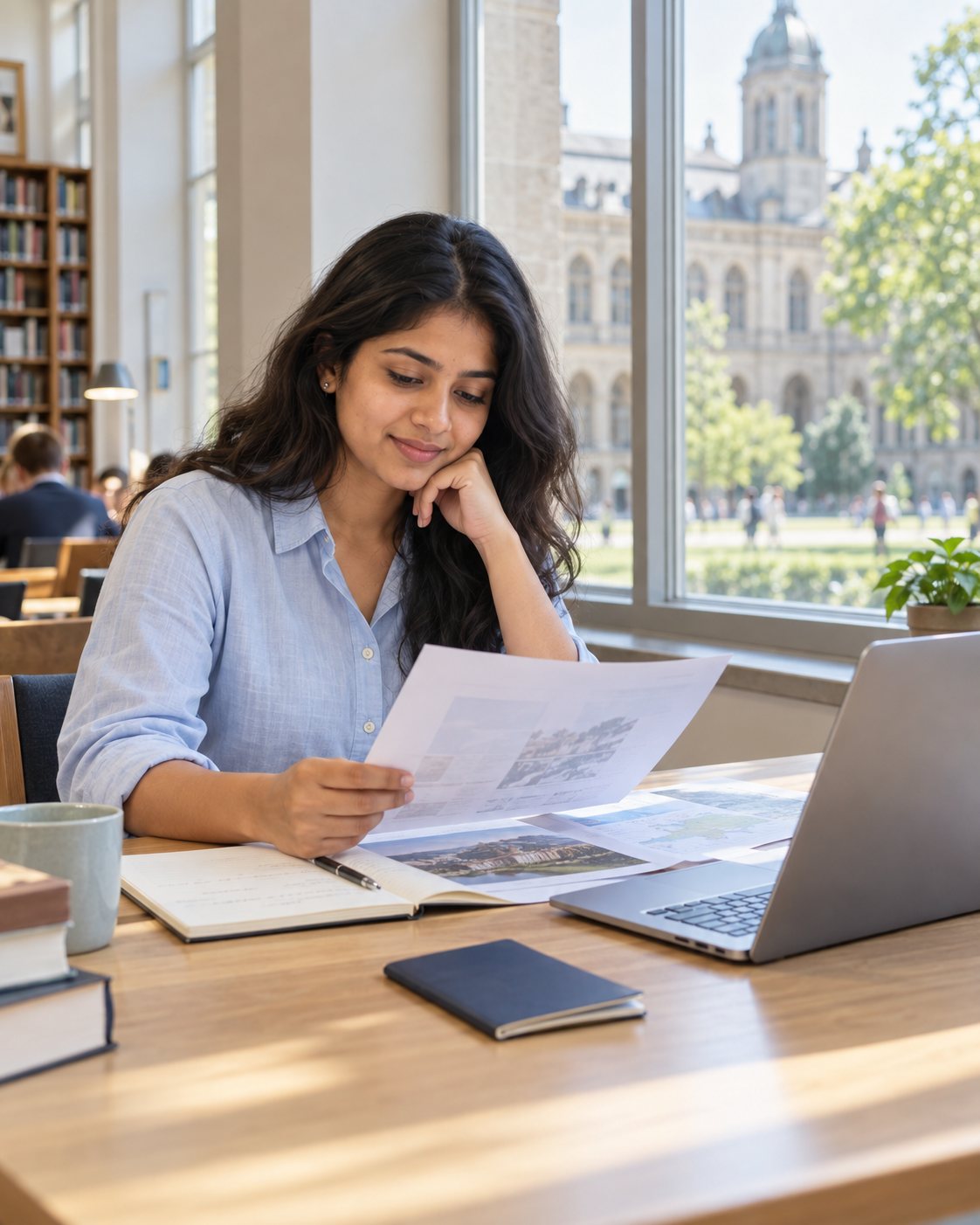 Graduate reviewing programme options and study documents