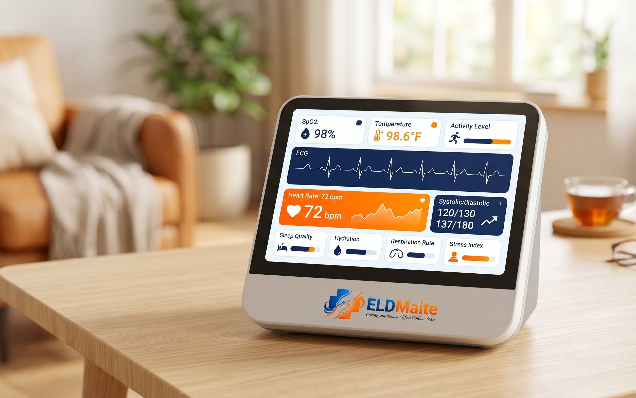10 Vital Parameters Health Monitor for Elder Care by EldMaite